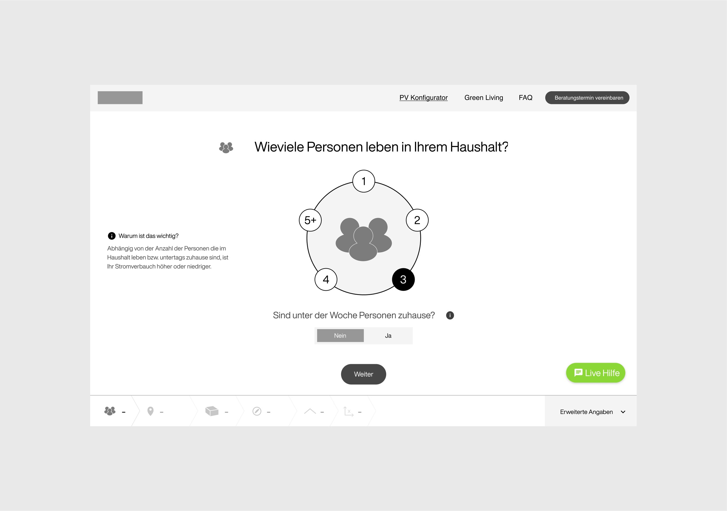 PV Planner wireframe concept
