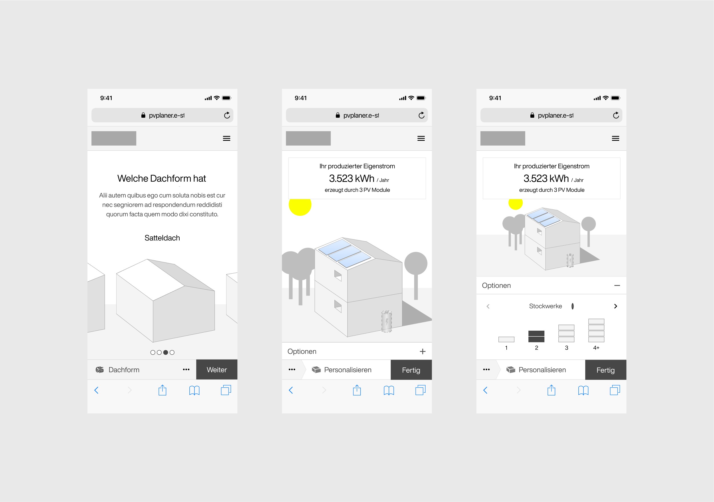 PV Planner wireframe concept